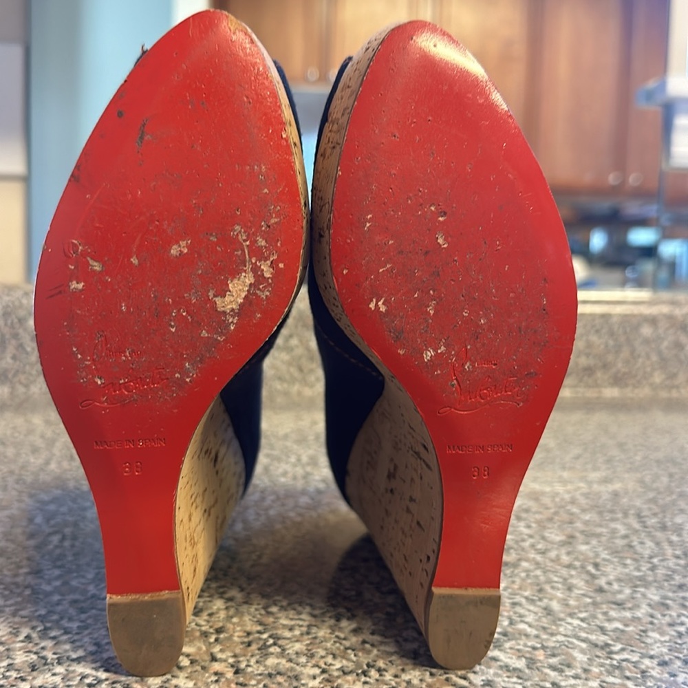 Blue Denim Christian Louboutin Wedges EU 38 - Picture 12 of 15